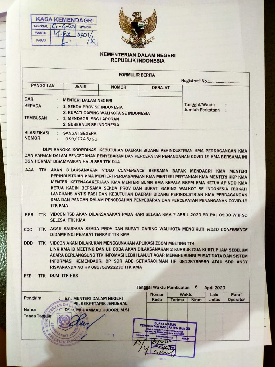 Himbauan Bupati Bungo Dinas Komunikasi, Informatika dan